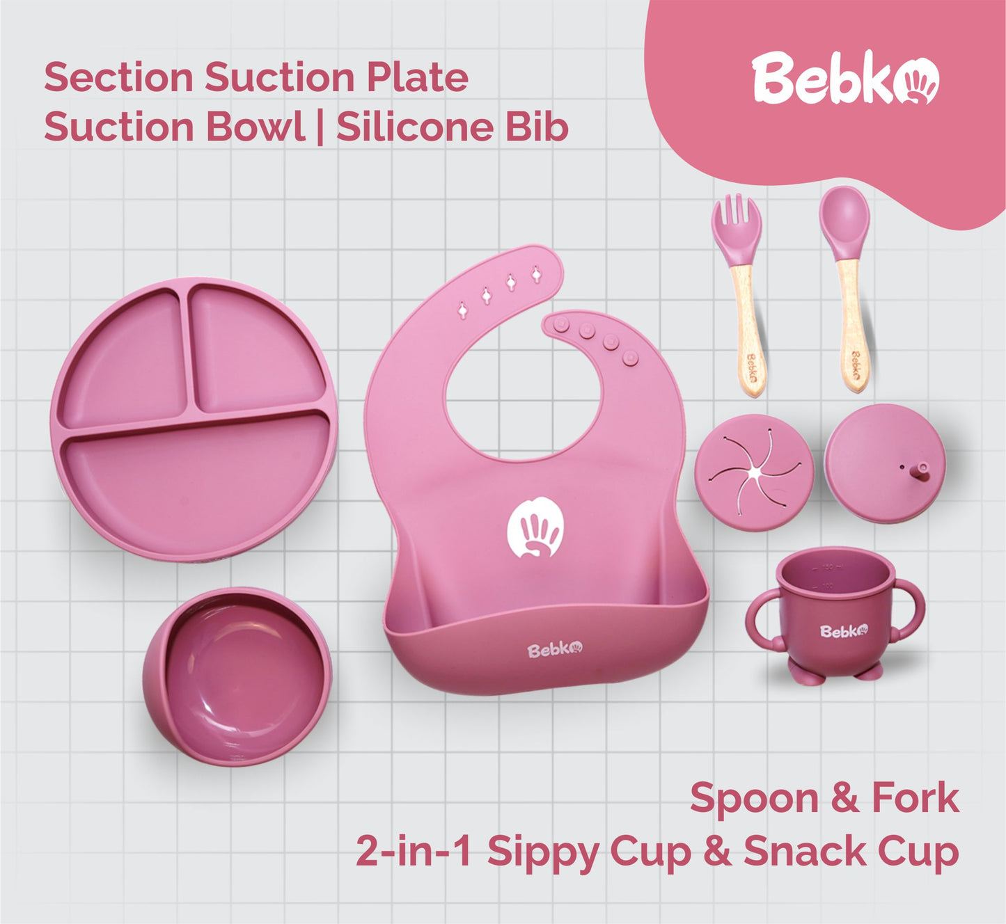 Bebko My First Baby Feeding Set | Silicone Baby Weaning Set of 6 Pcs | Tableware Kit